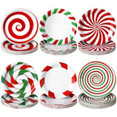 96 Pcs Christmas Candy Paper Plates 7 Inch Disposable Peppermint Dinner Plates For Xmas Birthday Party Table Decoration Supplies