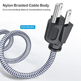 Power Cord, 10A 18Awg Ac Power Cable 10Ft(3M) Nylon Braided 3 Prong Power Cord Replacement Power Cable Ul Certified For Computer, Tv, Monitor, Printer, Pc, Projector, Power Supply