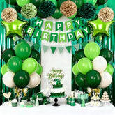 Green Birthday Party Decorations, Happy Birthday Banner, Fringe Curtain, Star-Shaped Foil Confetti Balloons, Man Boy 13Th 16Th 18Th 20Th 30Th 40Th 50Th 60Th Birthday Decorations (Green)