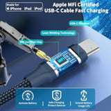Apple MFi 60W Dual USB-C Car Charger with 2 Type-C to Lightning Cables for iPhone