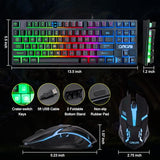 87 Keys TKL Gaming Keyboard and Mouse Combo, Wired LED Rainbow Backlit Keyboard 800-3200 DPI RGB Mouse, Gaming for PS4 Xbox PC Laptop Mac