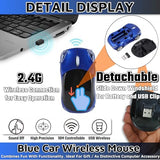 Blue Cute Wireless Mouse2.4G With Usb Reciver 1600Dpi Car Mouse For Computer Laptop Tablet For Windows For Mac Os For Christmasblue