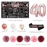 40Th Birthday Decorations For Women, Rose Gold Back In 1985 Birthday Banner Decorations, Happy 40Th Birthday Cake Topper, Balloons, Backdrop, Table Decorations, Sash Party Supplies For Women