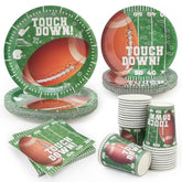 96Pcs Football Paper Plates And Napkins And Cups - Football Sport Party Supplies Football Birthday Party Decorations Celebratory Banquet Touch Down, Serves 24