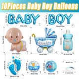 10 Pcs Blue Baby Boy Balloons, Shower Decorations, It'S A Boy Mylar Letter Foil For Welcome Home, Gender Reveal Party