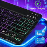 Backlit Bluetooth Keyboard For Ipad, Rechargeable Slim Portable Wireless Keyboard For Ipad Tablets, Compatible For All Ios/Windows/Android System Devices-Black