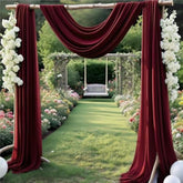 Wedding Arch Draping Fabric Burgundy 29" X 20Ft Chiffon Tulle Sheer Drapes For Wedding Ceremony Arbor Party Ceiling Swag Backdrop Decoration | Burgundy Sheer Fabric 2 Panels