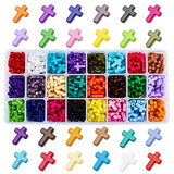 480pcs Colorful Acrylic Cross Beads for Jewelry Making, Bracelets, and Crafts