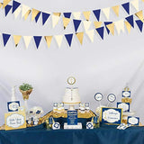 3 Set Navy Blue, Gold & Beige Pennant Banner for Graduation, Birthday  Wedding