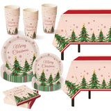 Christmas Party Supplies,102 Pcs Xmas Tree Themed Party Set,Christmas Decoration Dinnerware Set,Disposable Tablecloths Plates Cups Napkins Xmas Tableware For Home,Dinner,Picnic,Holiday,Parties