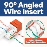 90° Angled Cat6/5E Keystone Jack In Orange - Slim Profile Rj45 Ethernet Connec
