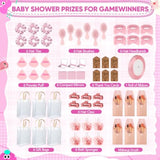 109Pcs Baby Shower Prizes For Winners Gifts Baby Shower Favors Including Headband Hair Brush Compact Mirror Bath Sponges Powder Puff Hair Tie Claw Makeup Brushes Gift Bag Bridal Shower(Pink)