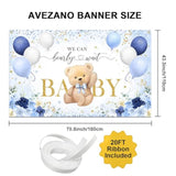 Bear Baby Shower Backdrop For Boy Blue Flower Balloons We Can Bearly Wait Party Banner Bear Baby Shower Party Decorations Banner (6X3.6Ft)