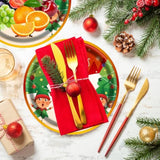 50Pcs Christmas Paper Plates, 7 Inch Dessert Plates With Merry Christmas Letters, Party Decoration Supplies