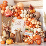 Fall Balloon Arch Kit: Orange, Brown, Gold, Pumpkin & Maple Leaf Decor