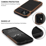 Magnetic Case Compatible With Iphone 11 Case Wood Grain With Carbon Fiber Texture Design Leather Hybrid Slim Case (Compatible With Magsafe) Black