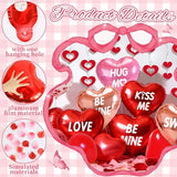 Valentines Day Decorations, 12pcs Valentines Day Balloons, Red Heart Balloons and Love Foil Balloons, Fake Rose Petals Wedding Backdrop Party Supplies