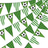 5 Pack Green Soccer Banners Soccer Party Decorations Sports Champion Paper Pennants Green Hanging Triangle Flags Garland Bunting For Sports Game Fans Outdoor Indoor Birthday Party Supplies