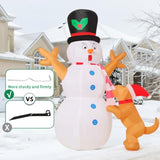 6 Ft Christmas Inflatables Snowman Decorations, Outdoor Christmas Snow Man& Dog Bites Scarf Yard Xmas Blow Up With Built