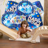 6 Pcs Blue Happy Birthday Foil Balloons Mylar Party Decorations