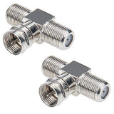 Coaxial Cable Splitter, TV Splitter 2 in 1 Out 2-Pack F Type RG6 Male to 2 F Female 3 Way Cable Splitter Coax T Connector Adapter for Video VCR