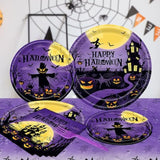 102Pcs Halloween Birthday Tableware Set Disposable Plates Napkins Cutlery Party Supplies