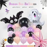 Summerween Balloon Arch Kit 122pcs Pink, Purple, Black with Bat & Ghost Balloons