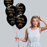 Black Cheers To 52 Years Latex Balloons, 12Inch (16Pcs) 52Th Birthday
