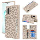 Premium PU Leather Phone Case for Samsung Galaxy Note 10 Plus with Card Holder and RFID Blocking - Beige Leopard Pattern