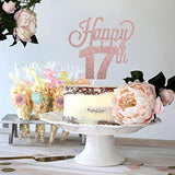 Happy 17Th Birthday Cake Topper - Cheers To Seventeen Years Old Birthday Party Cake Centerpieces Decorations Sign.
