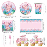 164Pcs Pink Cartoon Axolotl Birthday Party Decorations, Tableware Axolotl Party Supplies Plates And Napkins Set, Banner, Hanging Swirls, Tablecloth, Cake Cupcake Topper, Reptile Animals Baby Shower