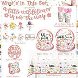 161pcs Wildflower Baby Shower Set β Tableware, Banner & Decor for 25 Guests