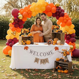 Fall Balloon Arch Kit Double Stuffed Orange Yellow Red White for Thanksgiving Party