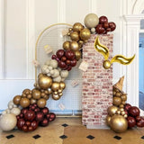 137Pcs Magical Balloon Arch Garland Kit, Burgundy Gold Brown White Balloons With Golden S-Wing Foil Balloons, For Magic Birthday Party Decorations, Baby Showers, And Fantasy-Themed Parties