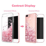 For Iphone 7 Plus Case,For Iphone 8 Plus Case, Double Layer Design Bling Flowing Liquid Floating Sparkle Colorful Glitter Waterfall Tpu Protective Phone Case, Rose Gold