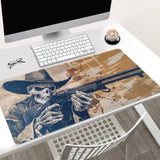 Western Cowboy Skeleton Gaming Mouse Pad, Large Extended Desktop Mat, 31.5 X 15.7 Inches, Non-Slip Base