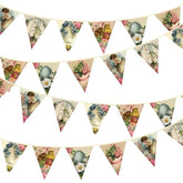 20Ft Vintage Easter Party Decorations Retro Easter Egg And Bunny Canvas Pennant Banner Triangle Flag Garland Streamers Vintage Rabbit Fireplace Wall Hanging For Spring Birthday Baby Shower Decor