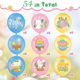54 Pcs Happy Easter Balloons Decoration 12 Inch Easter Bunny Pastel Latex Balloons For Spring Bunny Party Favor Indoor Outdoor Supplies Decor