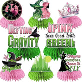Witch Theme Party Decorations, 8Pcs Pink And Green Party Honeycomb Centerpieces, Witch Table Centerpieces Party Supplies, Movie Birthday Party Decorations For Kids