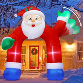 11.8 Ft Christmas Inflatable Santa Claus Arch Outdoor Decorations Shakable Hand Xmas Blow Up With Built-In Leds For Part
