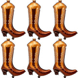 6 Pcs Cowboy Boot Balloons Bulk 25.6 Inch Large Cowgirl Rodeo Western Foil Jumbo Balloons Decor For Bachelorette, Birthday, Boots On The Ground, Disco Party Supplies(Brown)
