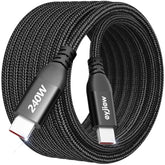 240W Usb C To Usb C Cable 10Ft, Long Type C Charger Cord Braided Fast Charging For Iphone 16 15 Pro Max Plus Samsung Galaxy S25 S24, For Macbook/Ipad Usbc Laptop Switch Etc.
