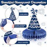 9 Pieces Happy Party Honeycomb Decorations Blue Silver Birthday Table Centerpieces Birthday Themed Honeycomb Centerpieces Party Time Favors For Table Topper Sign Decor