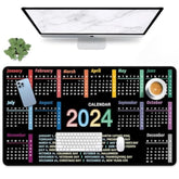 2024 Office Year Calendar Mouse Pad Large Gaming Mat Non-Slip Desk Pad Keyboard And Mouse Desk Mat For Gamer, Office & Home, 31.5 X 15.7 In