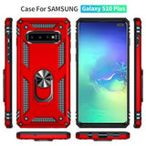 For Samsung Galaxy S10 Plus Case: Galaxy S10 Plus With Screen Protector - Military Grade Protective Cases With Finger Ring Holder Kickstand For Samsung S10 Plus(Red)