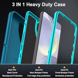 For Samsung Galaxy S24 Plus Case With 2Pcs Tempered Glass Screen Protector And 1Pcs Camera Lens Protector, 3 In 1 Heavy Duty Shockproof/Drop Proof/Dust Proof Case (Blue/Turquoise)