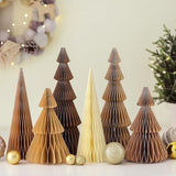 6 Pcs Brown Honeycomb Paper Christmas Trees Centerpiece