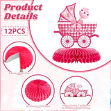 12Pcs Pink Gingerbread Baby Shower Honeycomb Centerpieces Christmas Gingerbread Man Honeycomb Table Decorations for Winter, Birthday, Baby Shower Party Favors