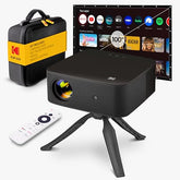 Flik X20 1080P Smart Tv Projector Kit W/ 300 Ansi Led, Auto-Focus & Keystone, Hdr10 Portable Home Theater W/ Black Eva Case, Tripod, 100 Screen, Hdmi Cable, Remote, Wi-Fi, Bluetooth (Black)