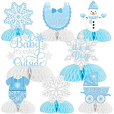 8 Pack Baby It’s Cold Outside Honeycomb Centerpieces Baby Shower Decorations for Boy, Winter Blue White Little Snowflake It’s A Boy Table Toppers Decors Gender Reveal Party Supplies